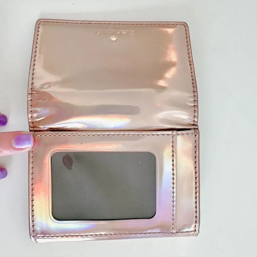 KATE SPADE RAINER LANE DARLA WALLET - HOLOGRAPHIC ROSE GOLD